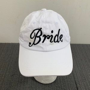 Bride Baseball Hat Womens Adjustable White Black Strapback Cap